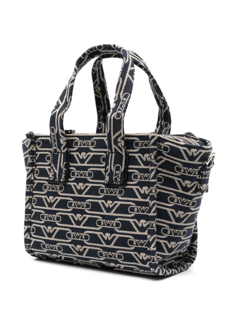 Emporio Armani Emporio Armani Small tote bag in all-over monogram jacquard canvas
