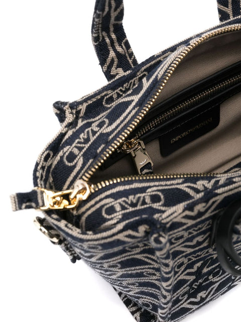 Emporio Armani Emporio Armani Small tote bag in all-over monogram jacquard canvas