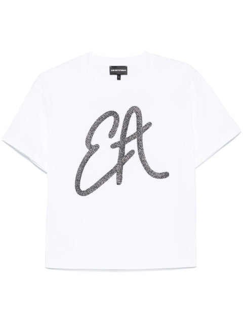 Emporio Armani Emporio Armani Cotton jersey T-shirt with maxi lurex logo