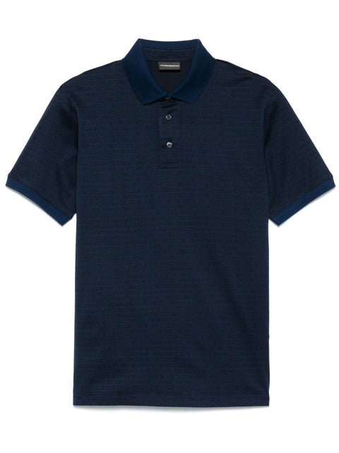 Emporio Armani Emporio Armani Allover Logo Cotton Polo Shirt