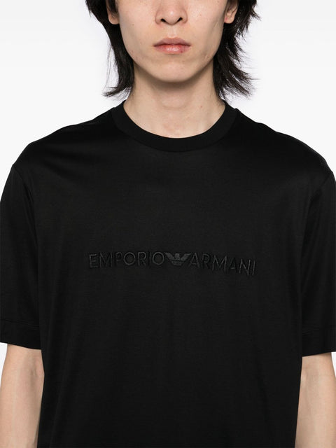 Emporio Armani Emporio Armani T-shirt with embossed logo embroidery in lyocell blend jersey