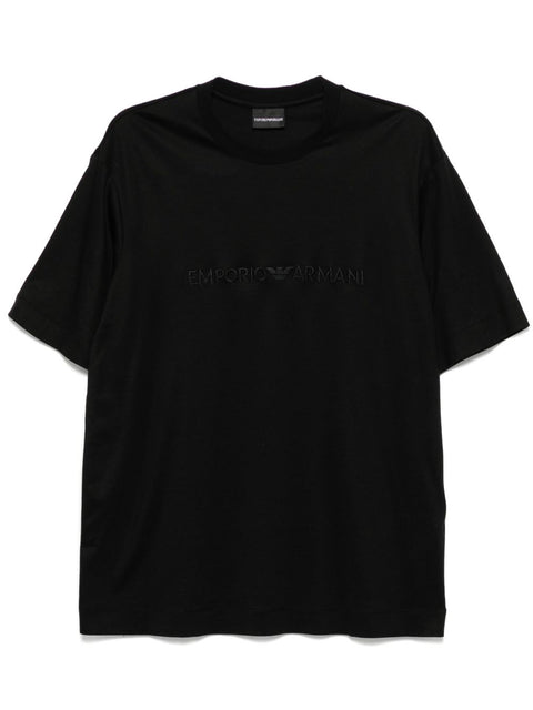 Emporio Armani Emporio Armani T-shirt with embossed logo embroidery in lyocell blend jersey