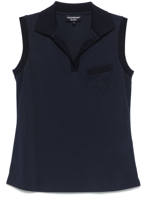 Emporio Armani Emporio Armani Icon micro piquet crepe jersey top