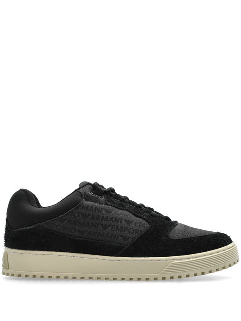 Emporio Armani Emporio Armani Sneakers in jacquard fabric with logo lettering and suede