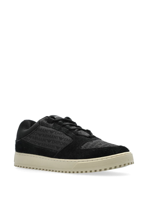 Emporio Armani Emporio Armani Sneakers in jacquard fabric with logo lettering and suede