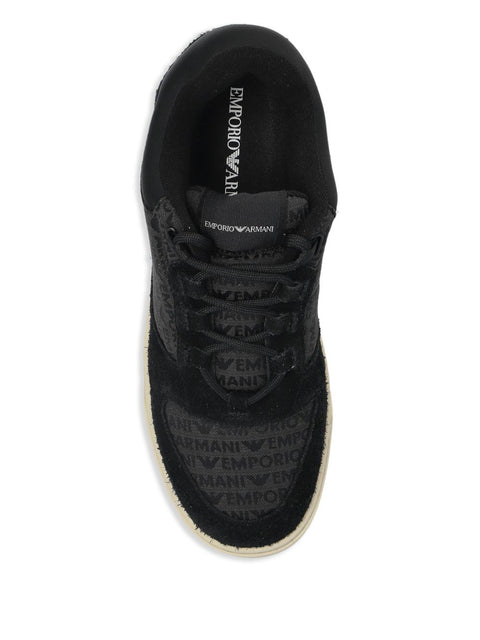 Emporio Armani Emporio Armani Sneakers in jacquard fabric with logo lettering and suede