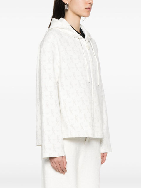 Emporio Armani Emporio Armani Zip-up hoodie in double jersey with all-over lettering