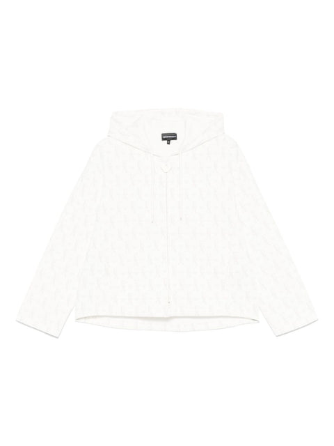 Emporio Armani Emporio Armani Zip-up hoodie in double jersey with all-over lettering