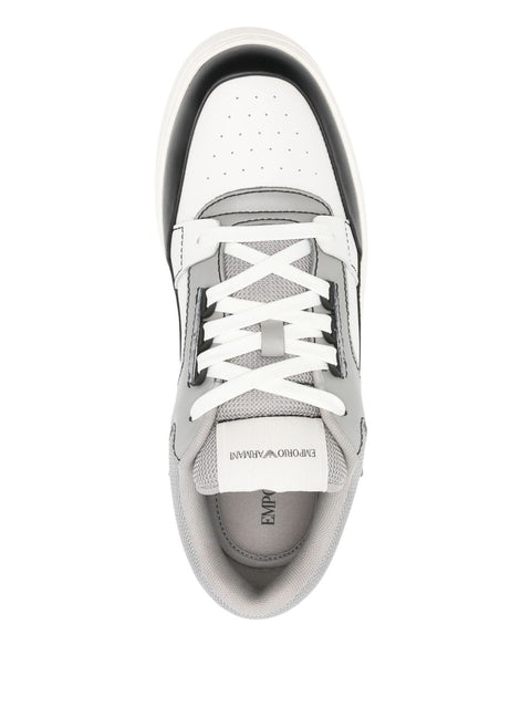 Emporio Armani Emporio Armani Leather and mesh sneakers with contrasting details