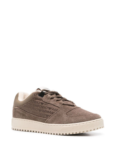 Emporio Armani Emporio Armani Sneakers in suede and jacquard with logo lettering