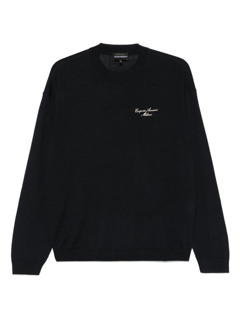 Emporio Armani Emporio Armani Wool Blend Crewneck Sweater with Logo