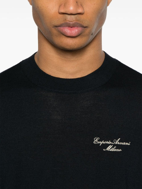 Emporio Armani Emporio Armani Wool Blend Crewneck Sweater with Logo