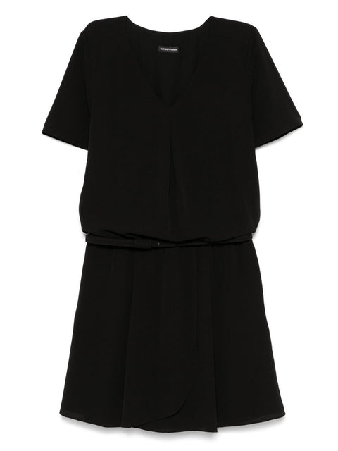 Emporio Armani Emporio Armani Short dress with gathered waist and belt in flowing crepe