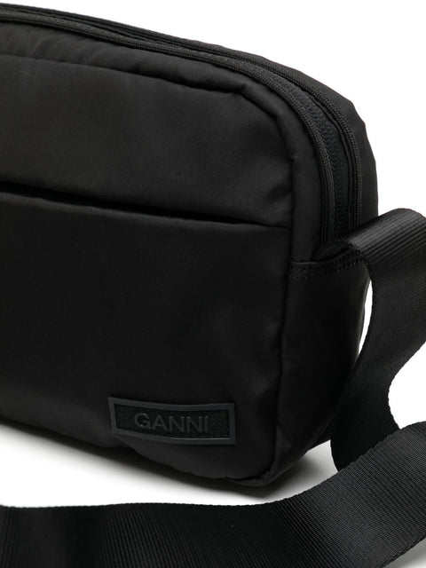 Ganni Ganni logo-patch crossbody bag
