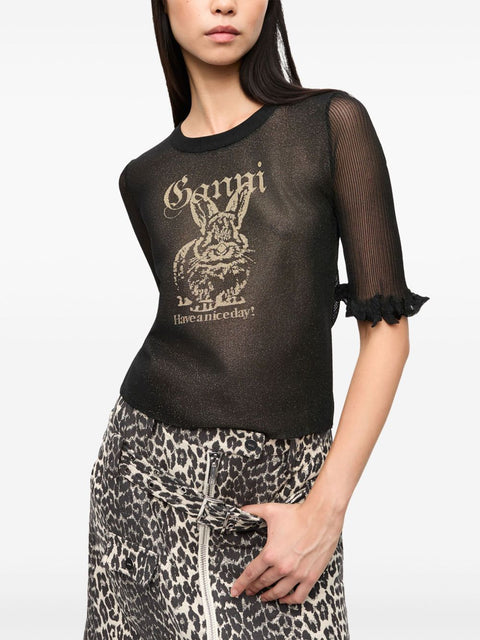 Ganni Ganni Sheer Jacquard Top