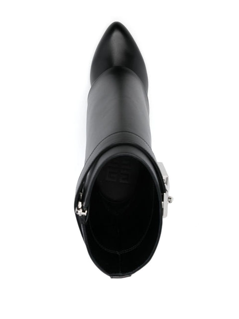Givenchy Givenchy Shark lock-embellished glossed-leather ankle boots