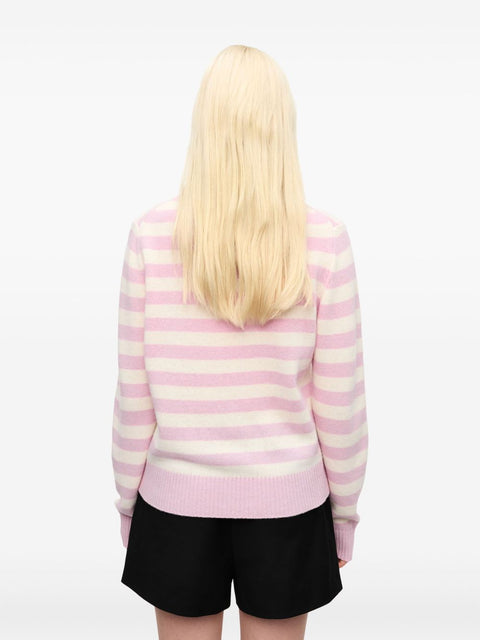 Ganni Ganni Striped Graphic Wool Bunny Jumper