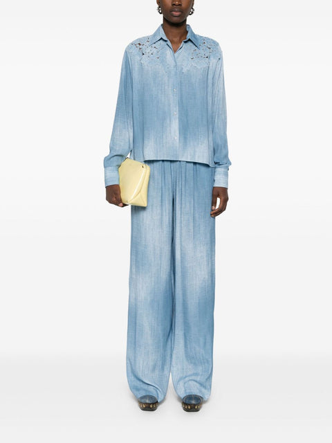 Ermanno Scervino Ermanno Scervino Semi-transparent shirt with floral applique