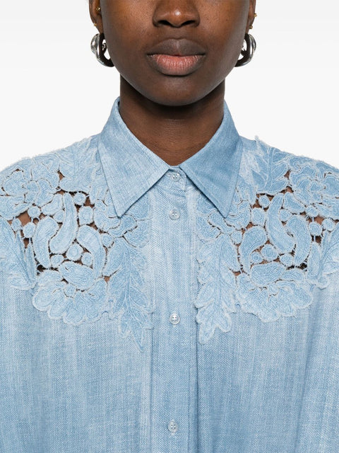 Ermanno Scervino Ermanno Scervino Semi-transparent shirt with floral applique