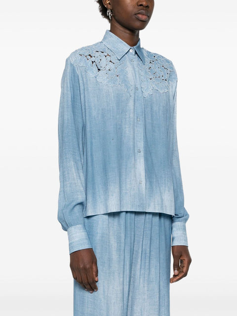 Ermanno Scervino Ermanno Scervino Semi-transparent shirt with floral applique