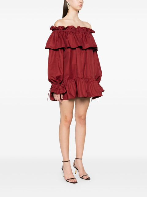 Saint Laurent Saint Laurent ruffled cotton mini dress