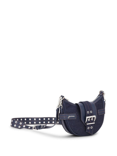 Ganni Ganni Buckle small denim cross-body bag