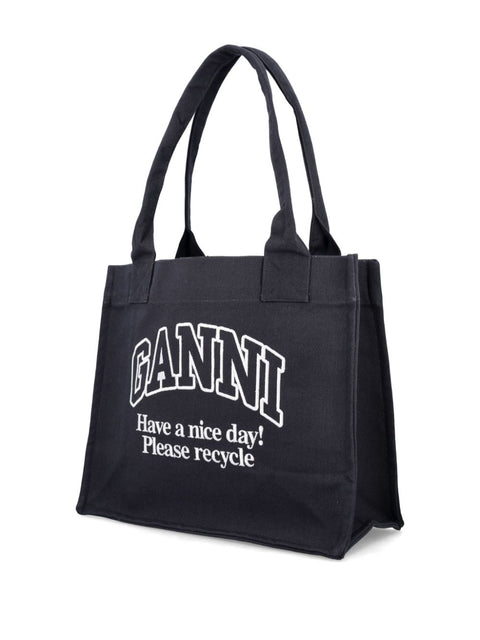 Ganni Ganni Organic cotton large tote bag