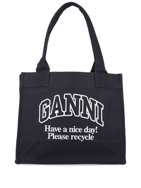 Ganni Ganni Organic cotton large tote bag