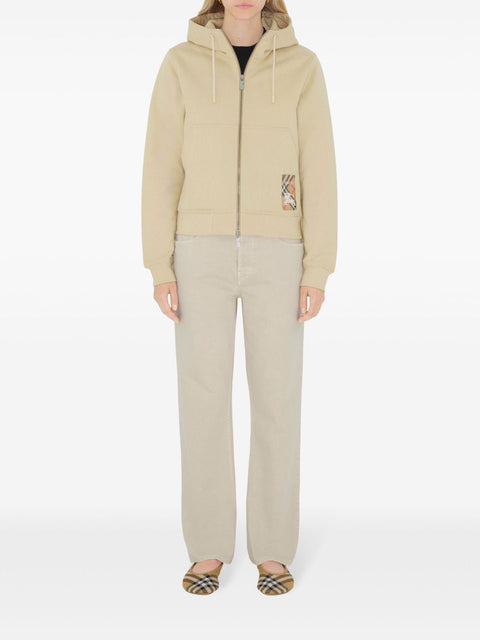 Burberry Burberry Cotton zip-up hoodie with check label