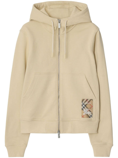 Burberry Burberry Cotton zip-up hoodie with check label