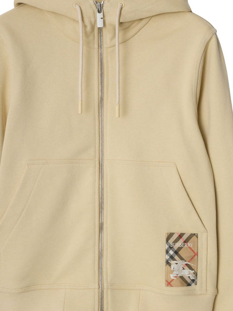 Burberry Burberry Cotton zip-up hoodie with check label