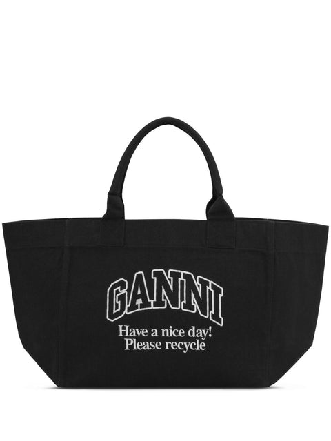 Ganni Ganni Organic cotton XXL tote bag