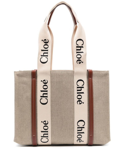 Chloè Chloè Chloé Woody canvas medium tote bag