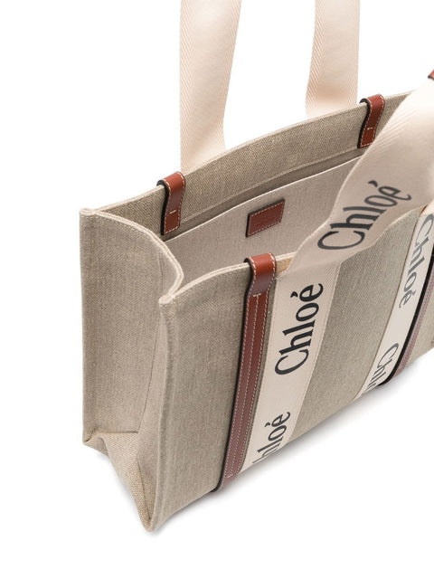Chloè Chloè Chloé Woody canvas medium tote bag