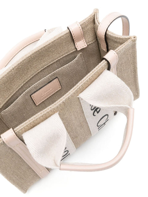 Chloè Chloè Chloé Woody mini linen tote bag