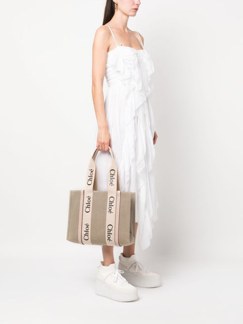 Chloè Chloè Chloé Woody canvas medium tote bag