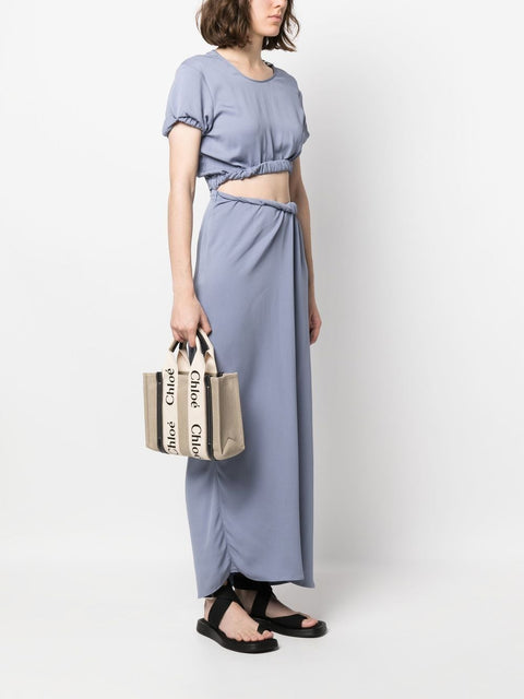 Chloè Chloè Chloé Woody mini linen tote bag