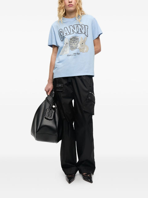 Ganni GANNI T-shirts and Polos Clear Blue