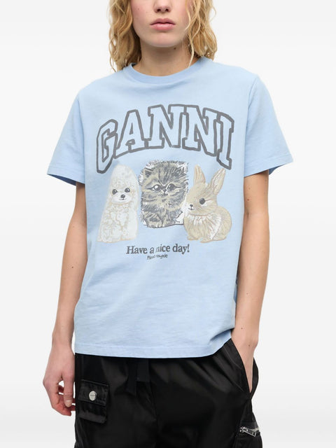 Ganni GANNI T-shirts and Polos Clear Blue
