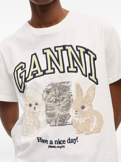 Ganni GANNI T-shirts and Polos White