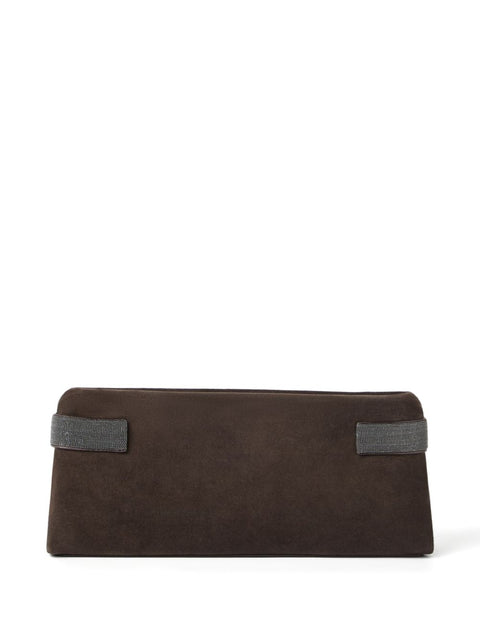 Brunello Cucinelli Brunello Cucinelli Essence pouch bag in suede with precious bands