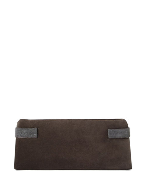 Brunello Cucinelli Brunello Cucinelli Essence pouch bag in suede with precious bands