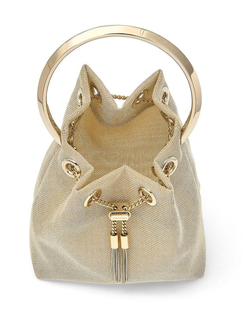 Jimmy Choo Jimmy Choo Bon Bon Metallic Mesh Bucket Bag