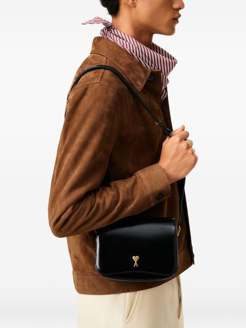 Ami Paris Ami Paris heart-motif leather shoulder bag