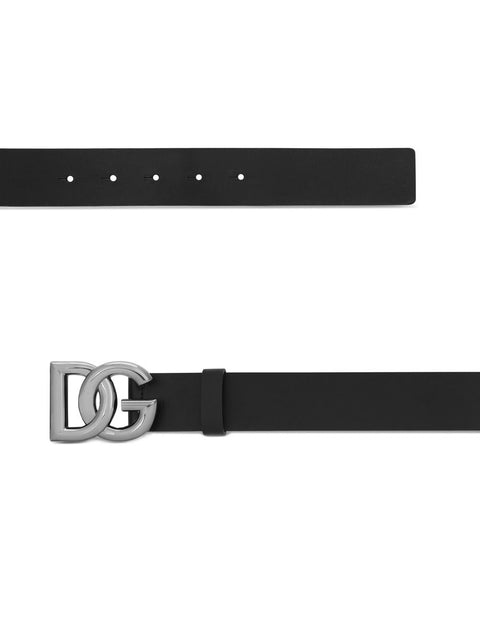Dolce & Gabbana Dolce & Gabbana Calfskin belt with crossed DG logo buckle