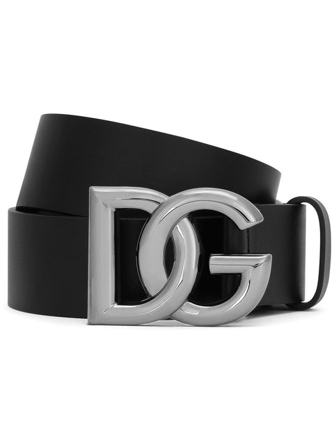 Dolce & Gabbana Dolce & Gabbana Calfskin belt with crossed DG logo buckle