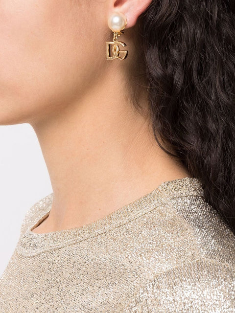 Dolce & Gabbana Dolce & Gabbana DG Logo and Pearl Earrings