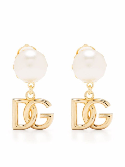 Dolce & Gabbana Dolce & Gabbana DG Logo and Pearl Earrings