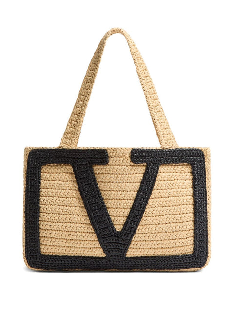 Valentino Garavani Valentino Garavani Viva Superstar Medium Raffia Shopping Bag