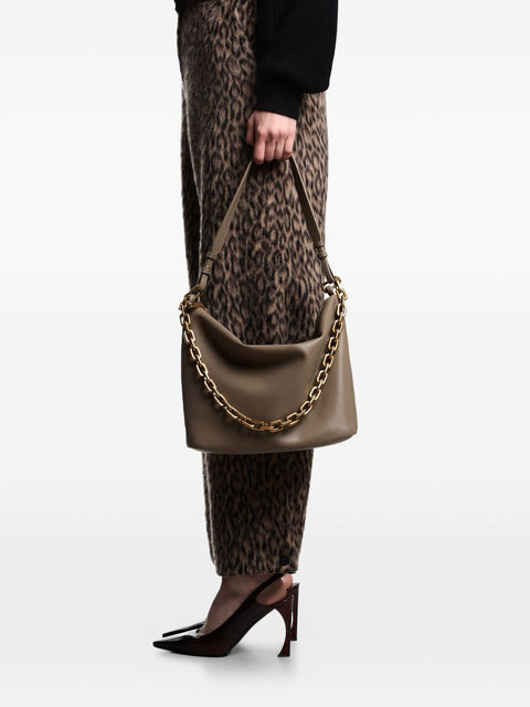 Emporio Armani Emporio Armani Medium leather hobo bag with chain